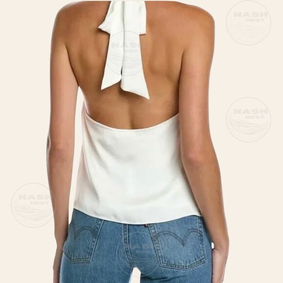 Ramy Brook Mitchell Top Ivory Beaded Halter | Glam, Resort Vacation S NWT $395 - Picture 5 of 14